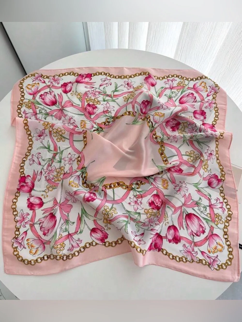 Pink Floral Chain Print Scarf M801